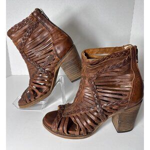Freebird by Steven Bela Sandals, Cognac Lattice Weave Heeled Shoes (8)